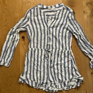 EUC Blue and White Striped Romper